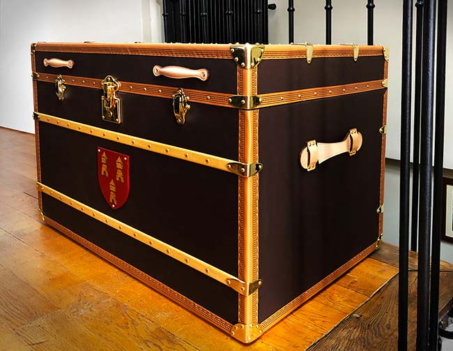 RED PAINTED #2 VINTAGE LOUIS VUITTON STEAMER TRUNK